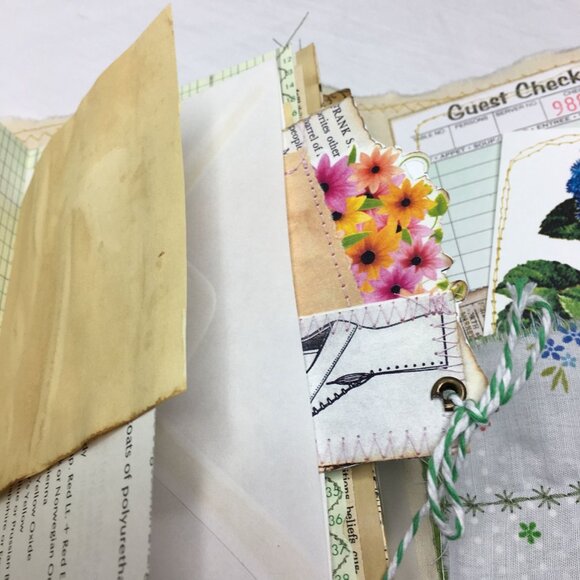 Writing Junk Journal Vintage Style Fabric Cover Diary Includes Ephemera No 9 u - Picture 9 of 10